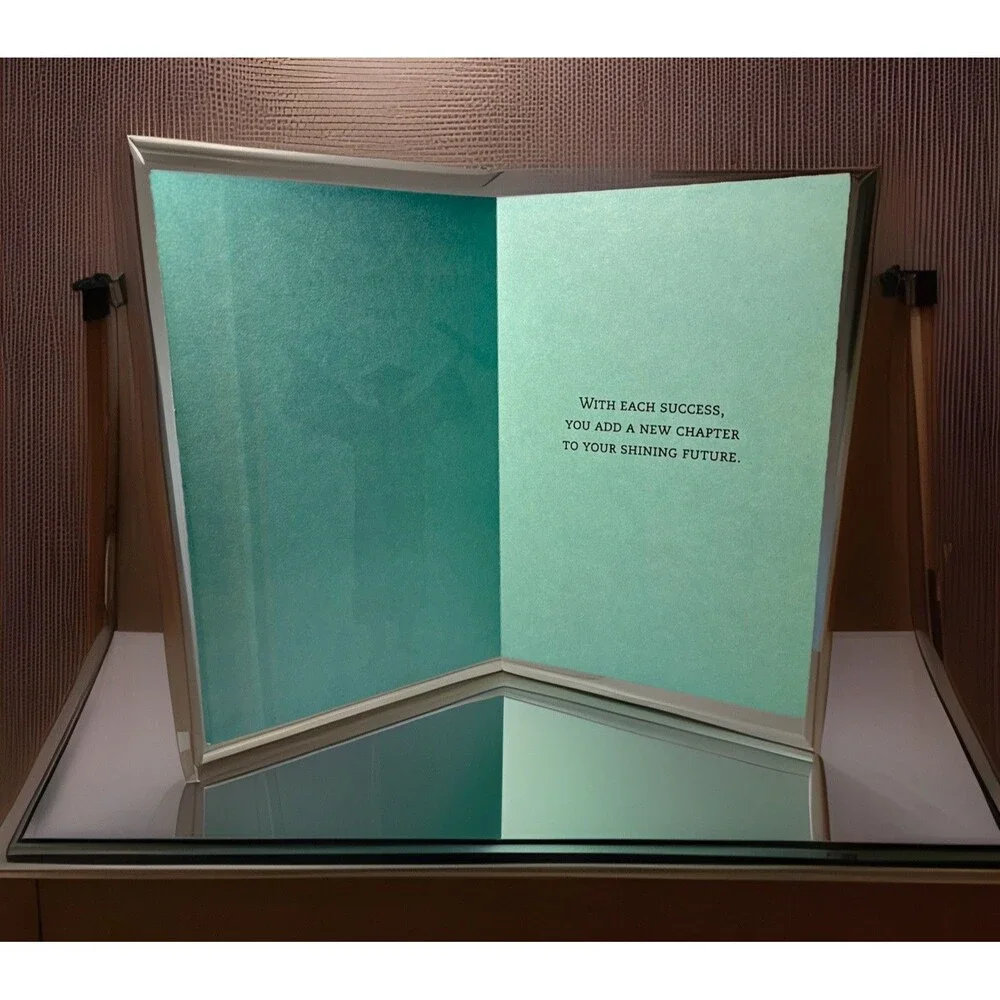 Hallmark Mahogany Graduation Card “Congratulations” Teal Foil Stripe w/ Envelope